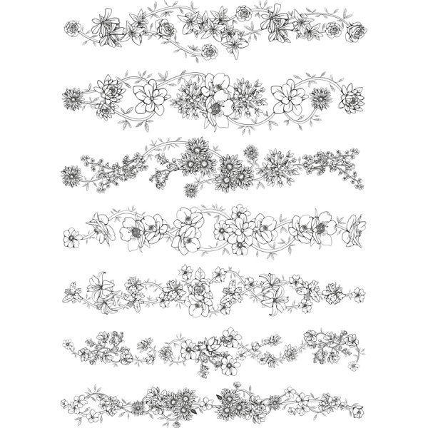 Bloemen Clipart-Set - Met De Hand Getrokken Vector-Illustraties Bloemen Clipart-Set - Met De Hand Getrokken Vector-Illustraties