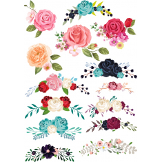 Blommig Clipart Bunt: Set