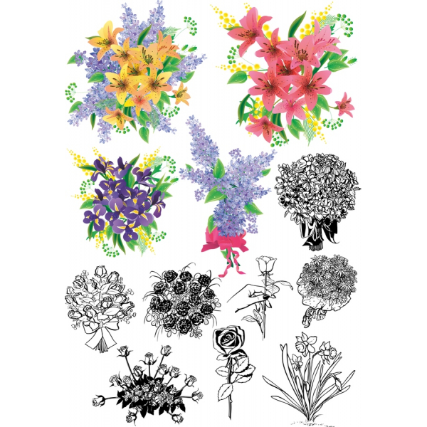 Floral Vector Clipart Bundle - Vibrant Flower Illustrations