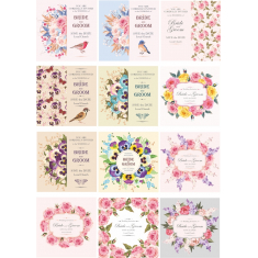 Πρόσκληση γάμου Clipart Set - 12 Κομψό s