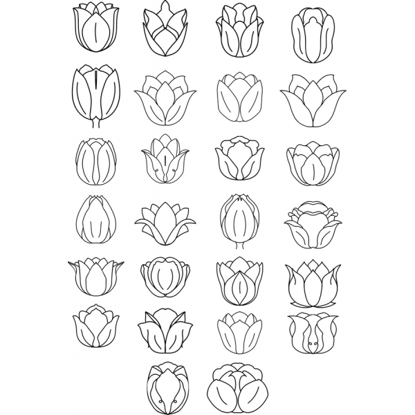 Vektor Tulip Clipart Sæt - Hånd-Tegnet SVG Illustrationer Vektor Tulip Clipart Sæt - Hånd-Tegnet SVG Illustrationer