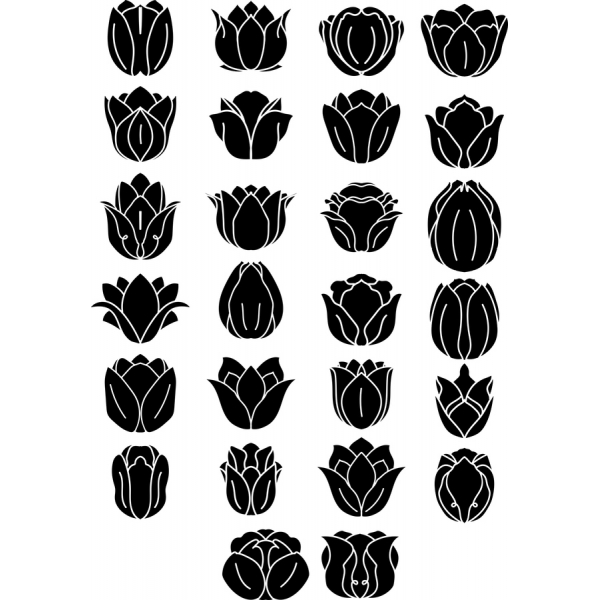 Tulip Vector Clipart Pachet - 20 Florale SVG Modele