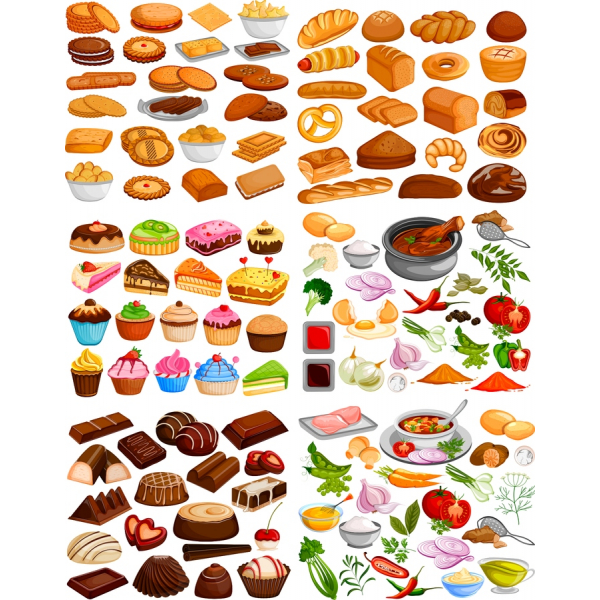 Lebensmittel und Gebäck Vektor-Clipart-Set - SVG &amp; PNG-Abbildungen