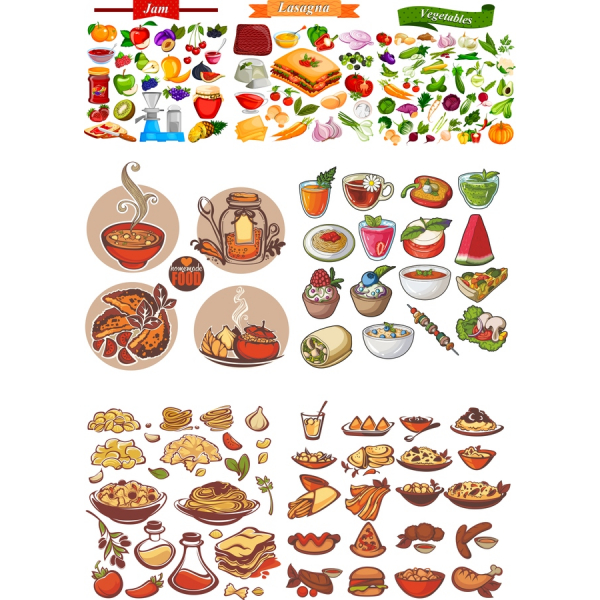 เว็กเตออาหาร Clipart ตั้งค่า-SVG Illustrations สำหรับ Culinary ออกแบบ เว็กเตออาหาร Clipart ตั้งค่า-SVG Illustrations สำหรับ Culinary ออกแบบ