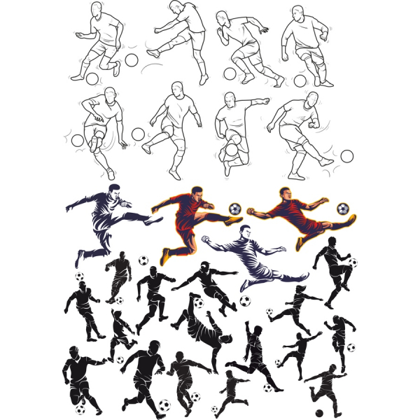 Διάνυσμα Ποδόσφαιρο Παίκτες Clipart Bundle Διάνυσμα Ποδόσφαιρο Παίκτες Clipart Bundle