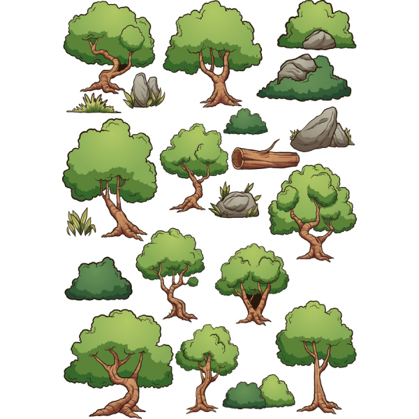 Vector De Árbol De Rock & Clipart Paquete Vector De Árbol De Rock & Clipart Paquete