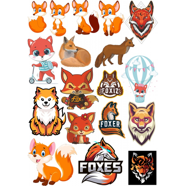 Fox Vektorové Kliparty Bundle - SVG A PNG Ilustrace