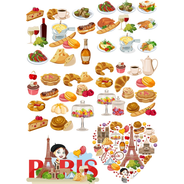 Set Clipart Vektor Kelezatan Paris Set Clipart Vektor Kelezatan Paris