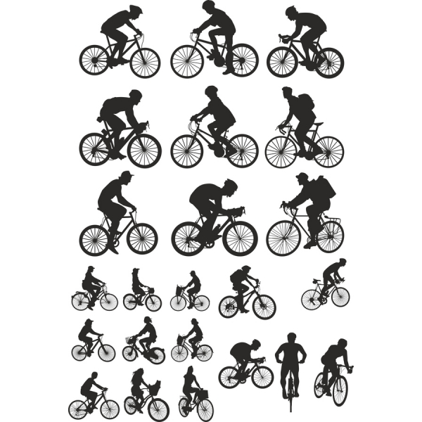 دوچرخه سوار Silhouettes Vector Clipart مجموعه دوچرخه سوار Silhouettes Vector Clipart مجموعه