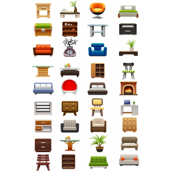 Mobili Moderni, Clipart Vector Set