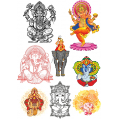 Ganesh ตั้งค่า-วัฒนธรรม Clipart งคลังสื่อ