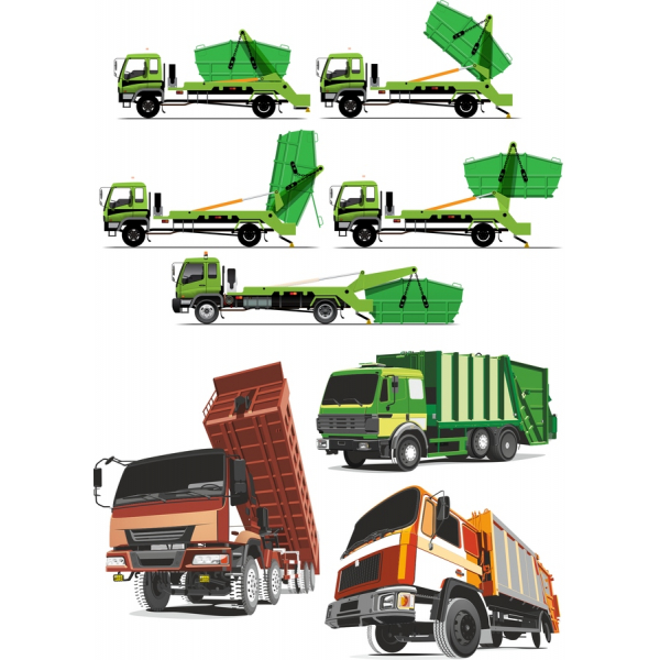 Coleção do Vetor de Caminhão Ilustrações - Roll-off, de Lixo e Despejo de Caminhões Coleção do Vetor de Caminhão Ilustrações - Roll-off, de Lixo e Despejo de Caminhões