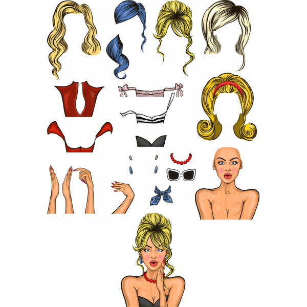 Divat Clipart Vektor Set - Vibráló &amp; Sokoldalú Minták