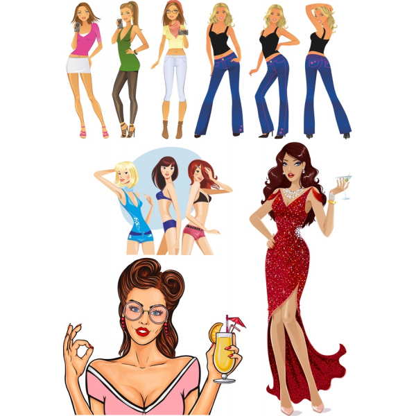 Vibrante Personagem Feminina Ilustrações Vetoriais Bundle Vibrante Personagem Feminina Ilustrações Vetoriais Bundle
