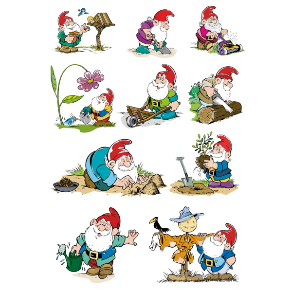 Garden Gnomes Vector Clipart Set