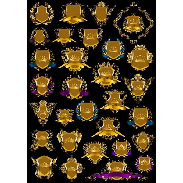 De Luksuriøse Guld Skjold Vektor Clipart Sæt De Luksuriøse Guld Skjold Vektor Clipart Sæt