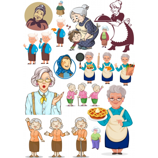 مادر بزرگ, Vector Clipart مجموعه