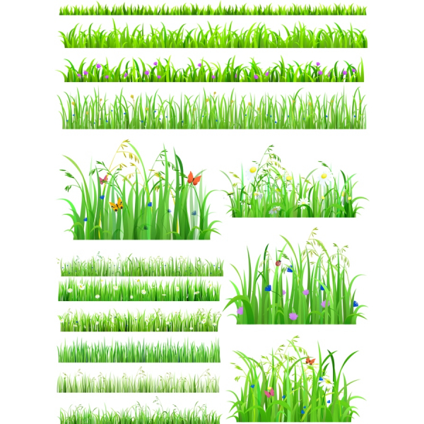Vibrant หญ้าเว็กเตอ Clipart ตั้งค่า