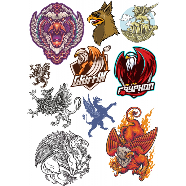 Gryphon&神話上の獣のベクトルClipartセット Gryphon&神話上の獣のベクトルClipartセット