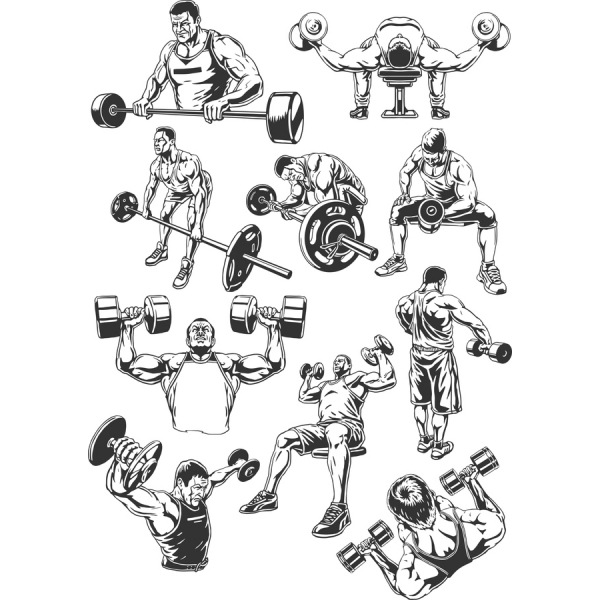Fitness Vektor Klipart Set - Dynamické Vzpírání Ilustrace Fitness Vektor Klipart Set - Dynamické Vzpírání Ilustrace