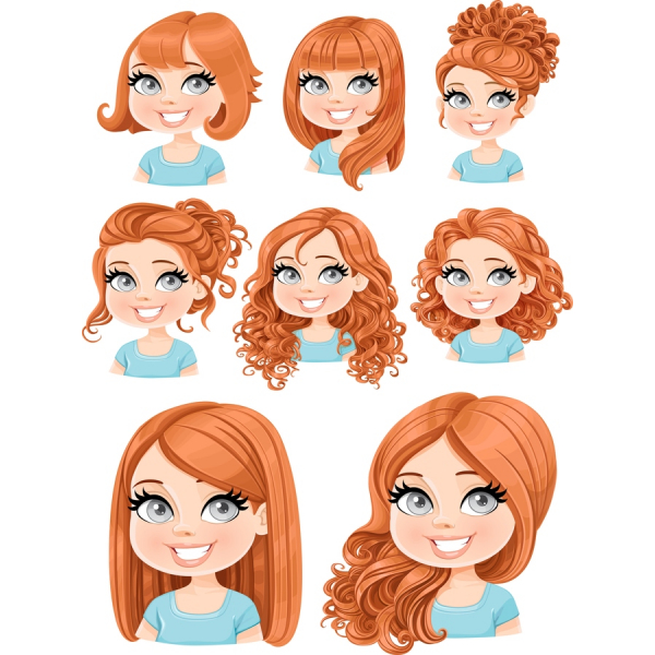 Red-Haired Character Vector Clipart Set Red-Haired Character Vector Clipart Set