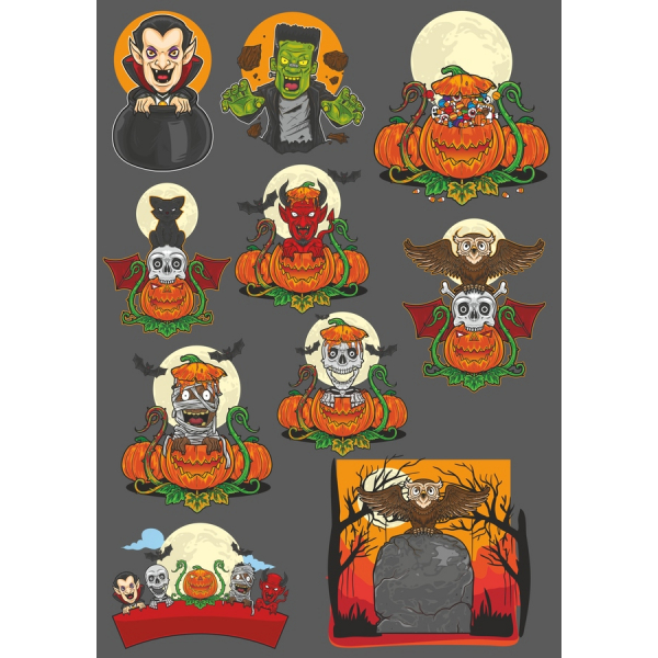 Halloween Vector De Imágenes Prediseñadas Conjunto Halloween Vector De Imágenes Prediseñadas Conjunto
