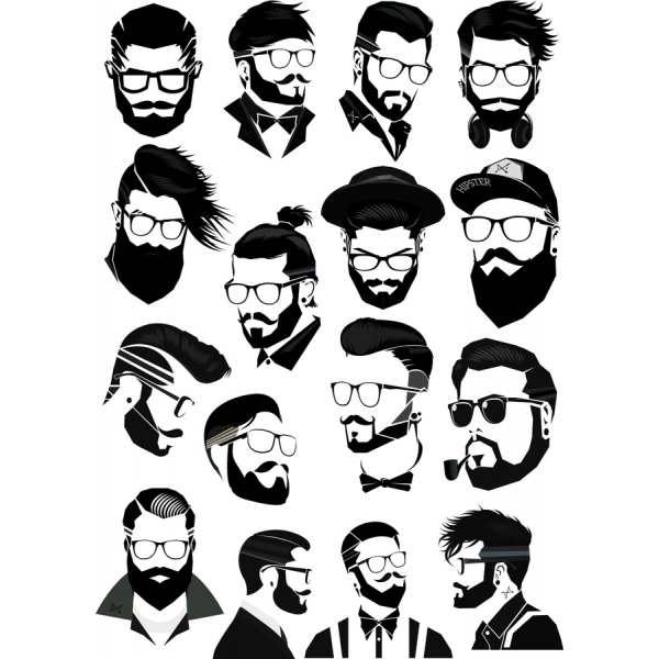 Hipster Barbudos Vetor Pacote De Cliparts Hipster Barbudos Vetor Pacote De Cliparts