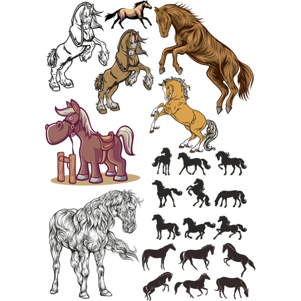 เว็กเตอม้า Clipart สวมเสื้อกันหนาวได้-สูงคุณภาพ SVG&amp;PNG Illustrations