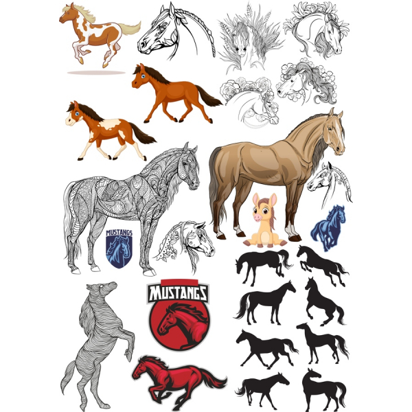 Mustangs เว็กเตอ Clipart สวมเสื้อกันหนาวได้-สาวสวยสุดเริ่ดตัวจริม้า Illustrations