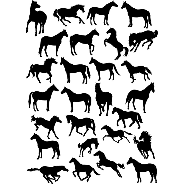Hest Silhuetter Vektor Clipart Sæt Hest Silhuetter Vektor Clipart Sæt