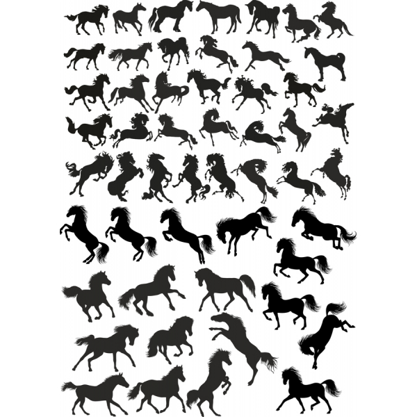 Ilustracji wektorowych Koni - Eleganckie i dynamiczne Sylwetki Ilustracji wektorowych Koni - Eleganckie i dynamiczne Sylwetki