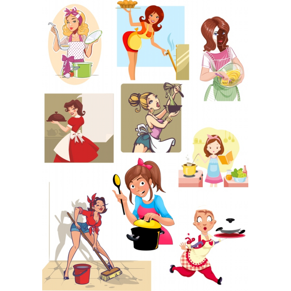 Vector Ilustrații Clipart Set Elegant De Gătit Și De Curățare Modele Vector Ilustrații Clipart Set Elegant De Gătit Și De Curățare Modele
