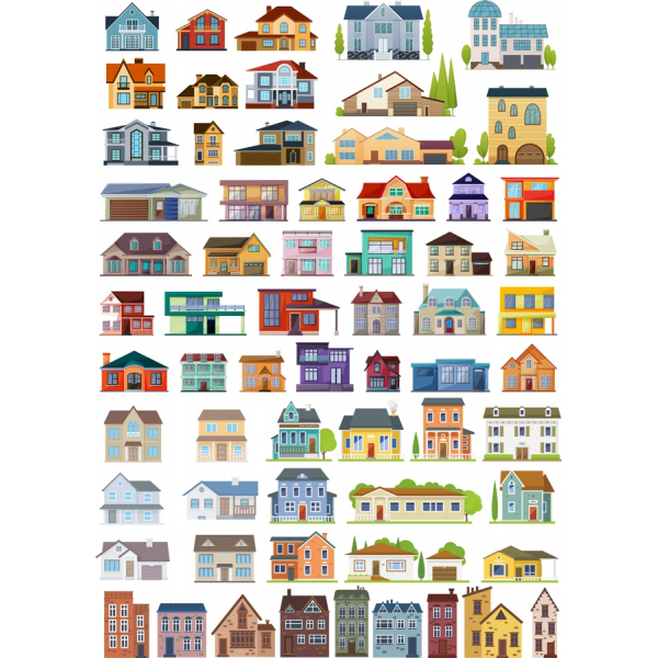 Maison De Charme Des Illustrations Vectorielles Set - 72 Modèles Uniques Maison De Charme Des Illustrations Vectorielles Set - 72 Modèles Uniques