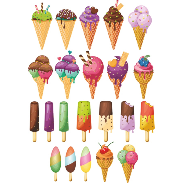 Delightful Ice Cream Vektor-Illustrationen Set Delightful Ice Cream Vektor-Illustrationen Set