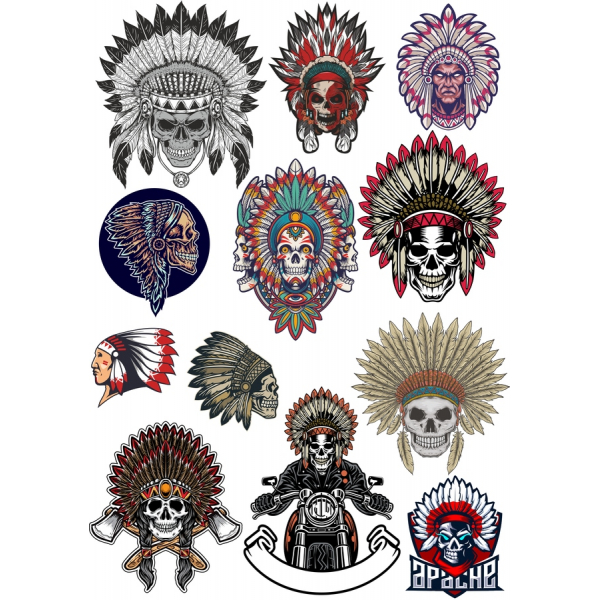 Vektor Illustrationer af Native American Kraniet Cliparts Bundt