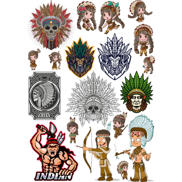 Indigene Krieger Vektor-Clipart-Set Indigene Krieger Vektor-Clipart-Set