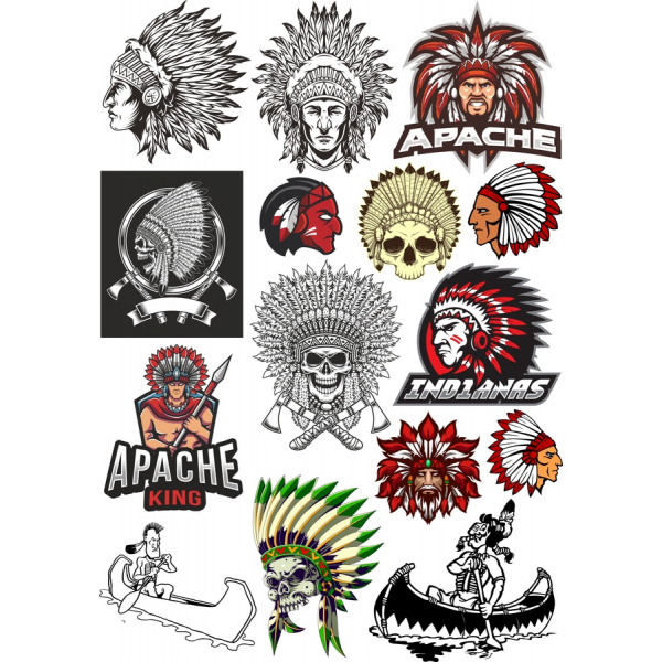 Apache Bojovníci Vektor Klipart Sada Apache Bojovníci Vektor Klipart Sada