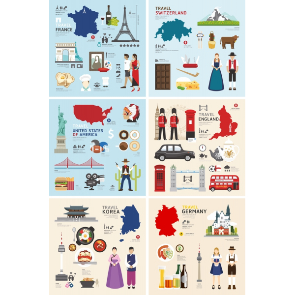 โกลบอลการท่องเว็กเตอ Clipart สวมเสื้อกันหนาวได้-ค้นหาห Iconic ประเทศ