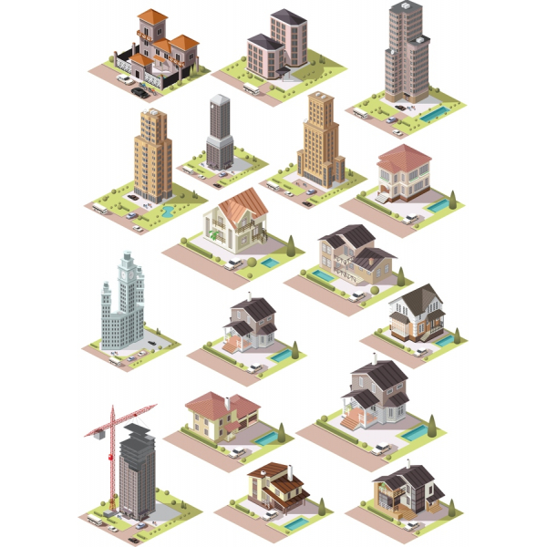 Versatile Vector Illustration Set of Architectural Designs