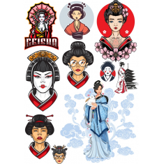 Geisha รจัดวางดั้งเดิมญี่ปุ่น