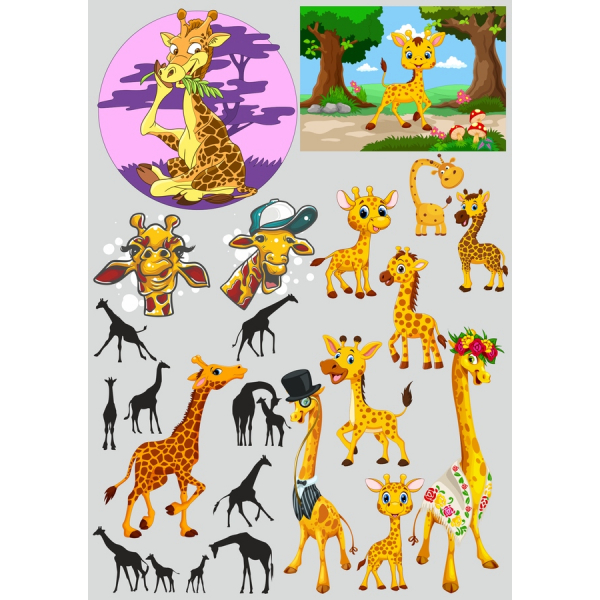 Girafa Vector Clipart Set Girafa Adorabil Ilustrații
