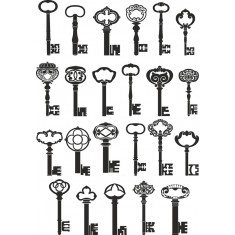 Clé Clipart - Vintage & Moderne Principaux Vecteurs | Téléchargement Instantané