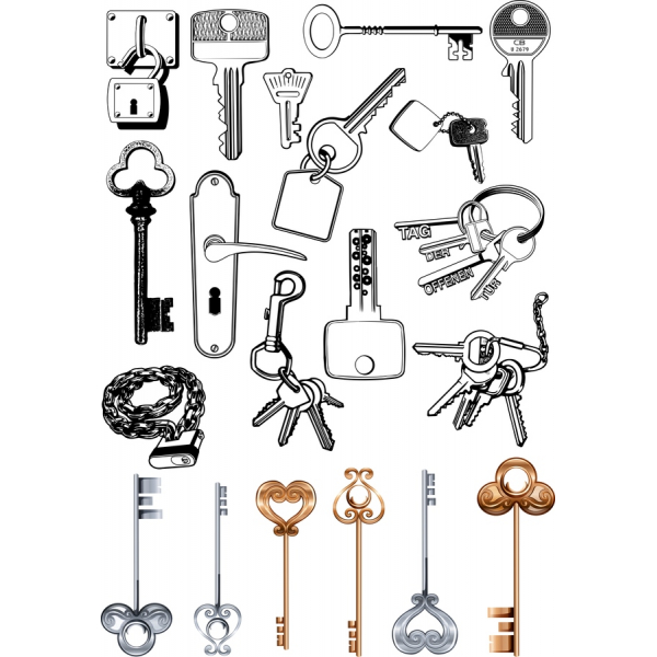 Key & Lock Vector Clipart Set Key & Lock Vector Clipart Set