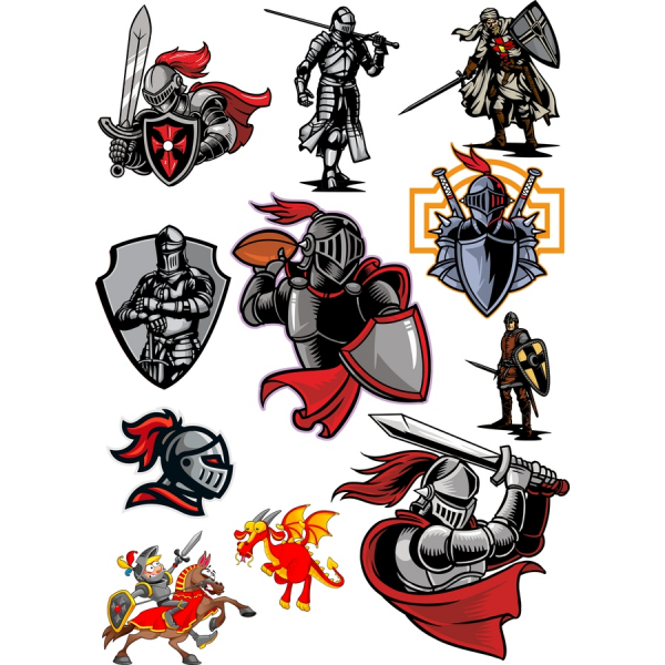 شورویروں اور ڈریگن ویکٹر ویڈیوکلپ آرٹ مجموعہ