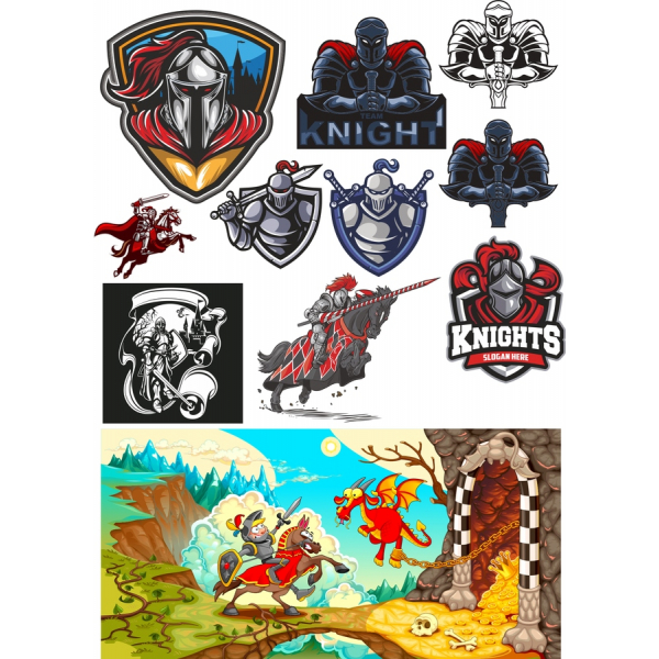 Zestaw ilustracji Wektorowych Knights Zestaw ilustracji Wektorowych Knights