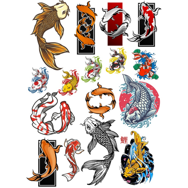 Koi-Fisch-Vektor-Clipart-Set - Elegante-Illustrationen für Kreative Projekte Koi-Fisch-Vektor-Clipart-Set - Elegante-Illustrationen für Kreative Projekte