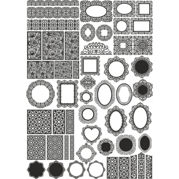 Ukrasi Vektor Clipart Set - Elegantan Frejmova I Granica