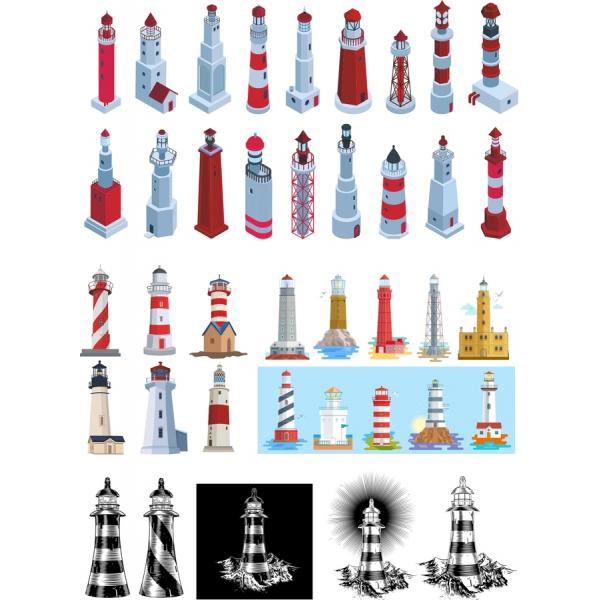 Farol De Clipart De Vetor Definido Farol De Clipart De Vetor Definido
