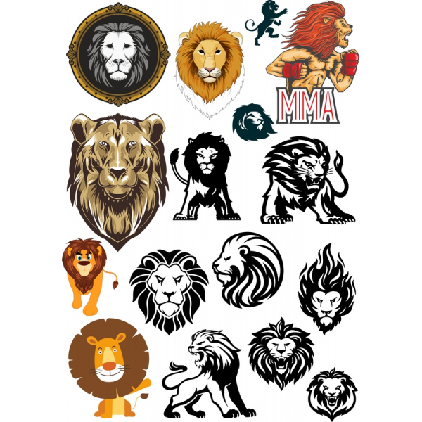 شیر Vector Clipart بسته نرم افزاری - 15 منحصر به فرد SVG و PNG تصاویر