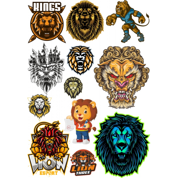 Majestätiska Lejon Vektor Clipart Bunt Majestätiska Lejon Vektor Clipart Bunt